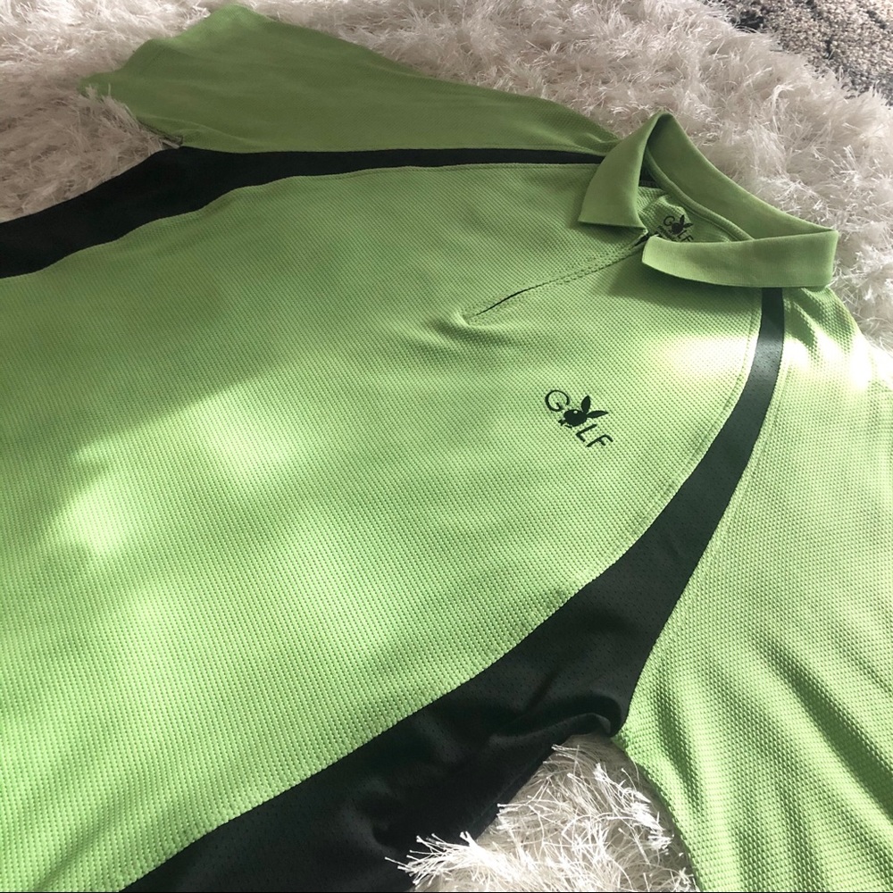 MENS SHORT SLEEVE GREEN PLAYBOY GOLF SHIRT